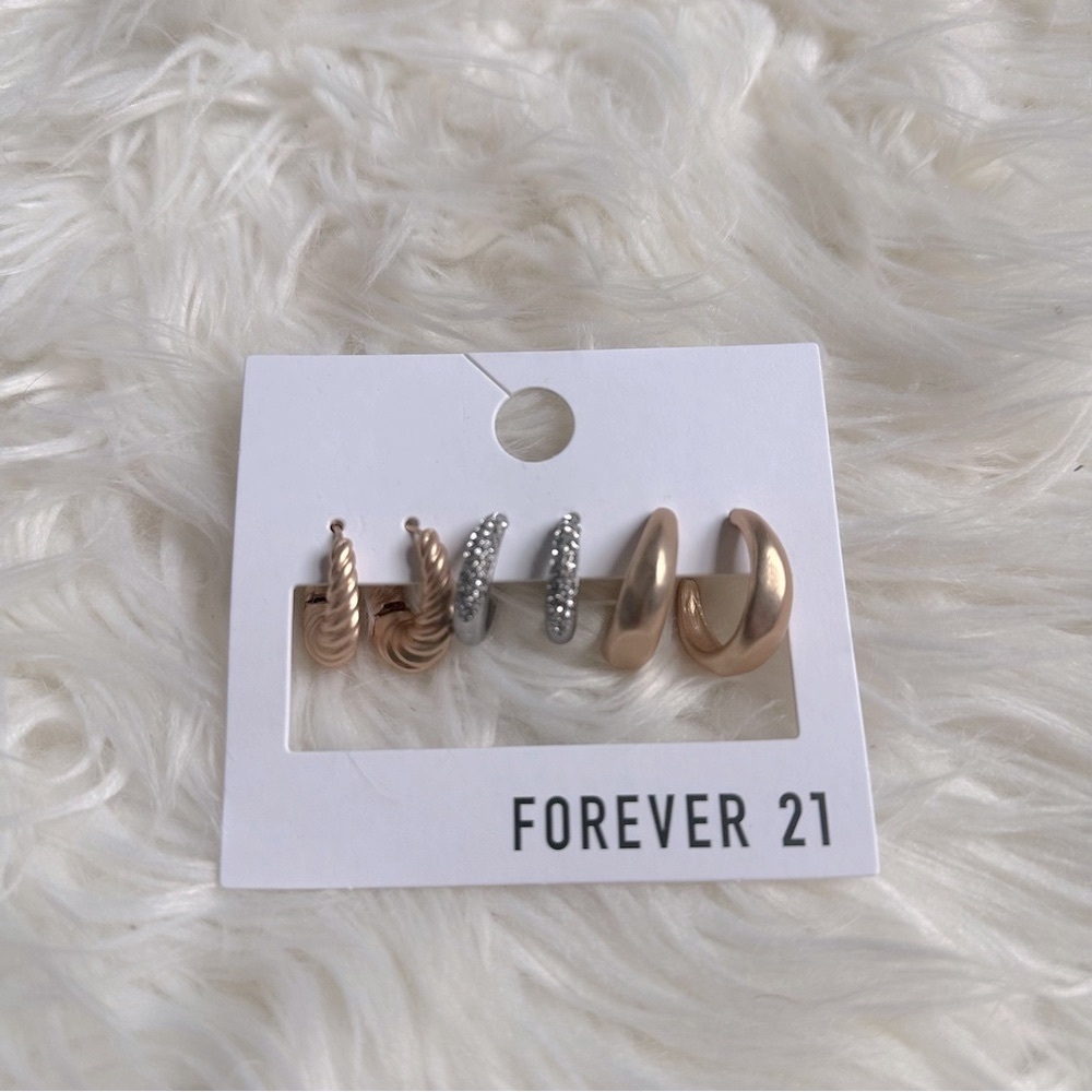 Forever 21 Gold and Silver Hoop Earrings Set